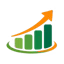 Growth chart with rising arrow